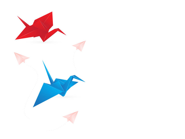 Origami-Vögel Hintergrund. Vektor-Illustration isoliert auf weißem Hintergrund - Vektor, Bild