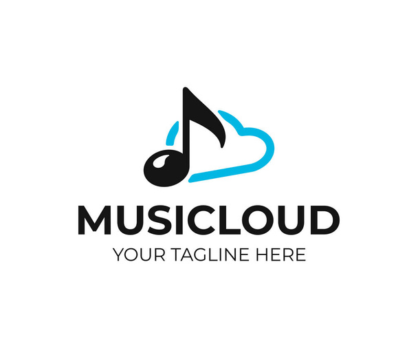 Cloud music storage logo design. Audio cloud vector design. Online music logotype - Vector, Image