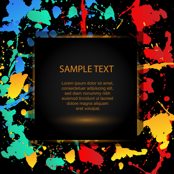 Colourful bright ink splat design with a black background, Vector - Vector, Image