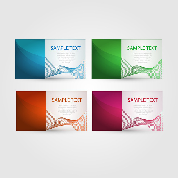 Vector set of abstract stylish bright colorful business cards wave design - Vector, Image