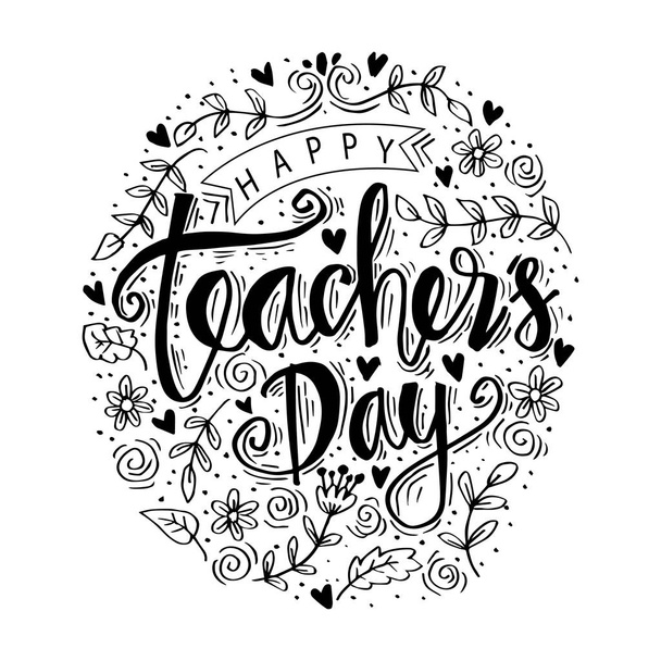 Happy teacher 's day hand lettering.For greeting card
. - Фото, изображение