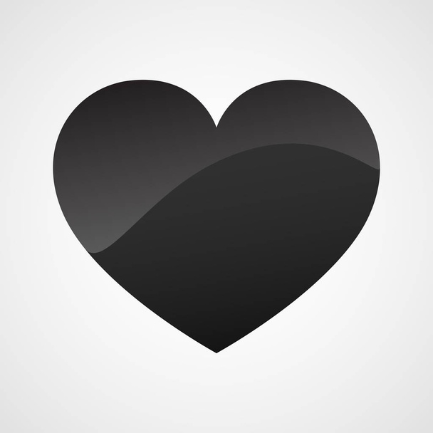 Black heart icon in flat style. Vector illustration. Heart icon isolated - Vector, imagen