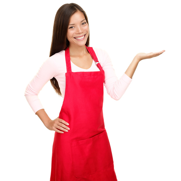 small shop owner showing in apron - Photo, Image