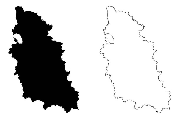 Περιφέρεια Πσκοφ (Ρωσία, θέματα της Ρωσικής Ομοσπονδίας, Oblasts της Ρωσίας) εικονογράφηση φορέα χάρτη, κακογραφία σκίτσο περιφέρεια Πσκοφ Χάρτης - Διάνυσμα, εικόνα