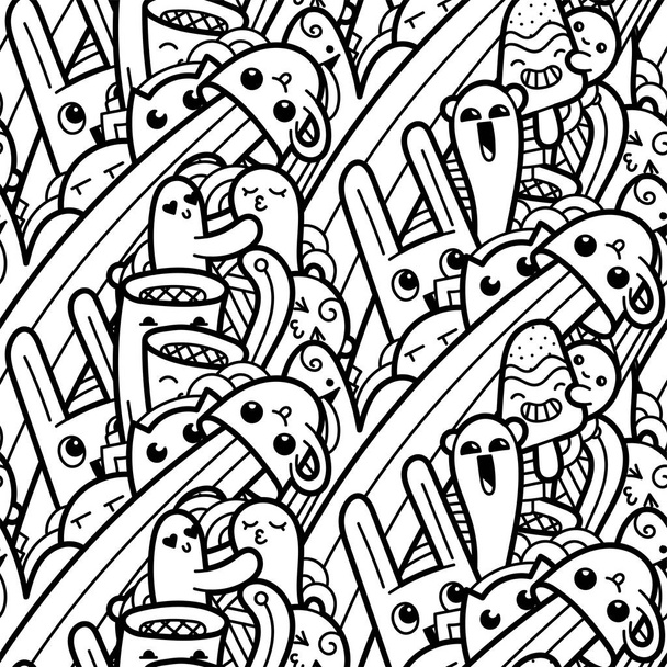 Legrační doodle monstra bezešvé vzor pro tisk, návrhy a omalovánky - Vektor, obrázek