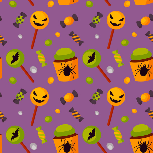 Halloween colorful seamless pattern. Vector illustration. - Vector, Image