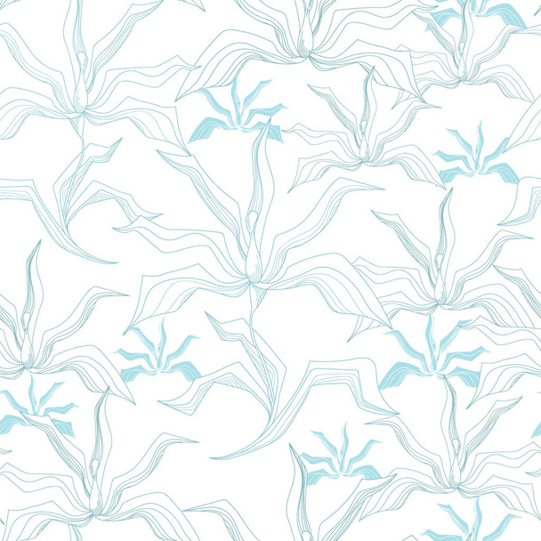 Seamless pattern with flowers. Hand drawn floral background. - Vetor, Imagem