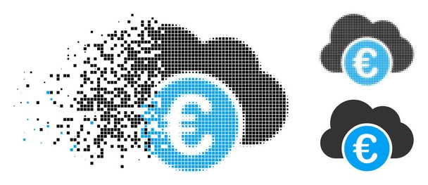 Τεμαχισμένο Pixel ράστερ ευρώ σύννεφο εικονίδιο τραπεζικής - Διάνυσμα, εικόνα