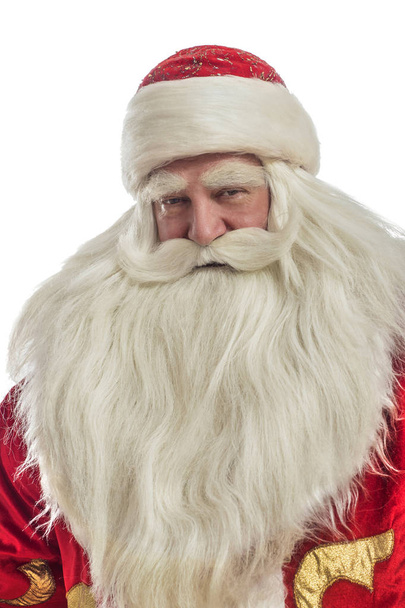 This Santa Claus congratulates on a white background - Foto, Bild