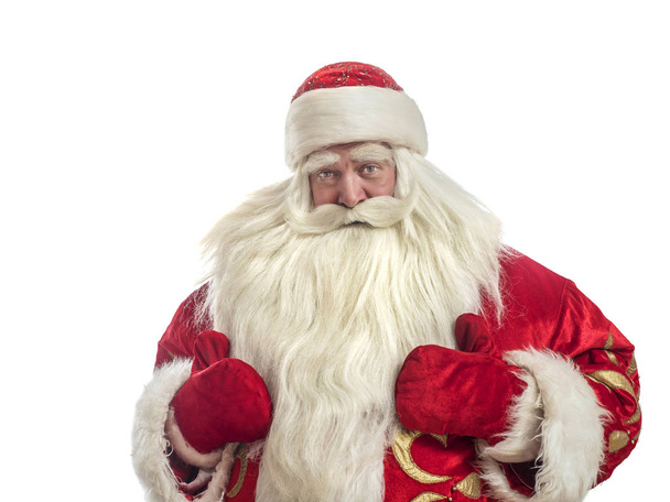 This Santa Claus congratulates on a white background - Fotografie, Obrázek