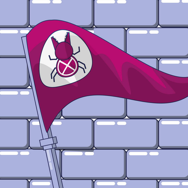 флаг с багром и стеной
 - Вектор,изображение