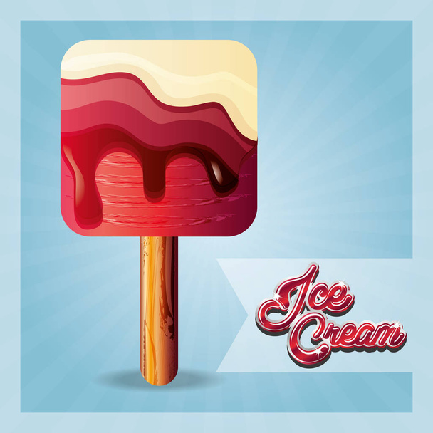 スティックのおいしいアイスクリーム - ベクター画像