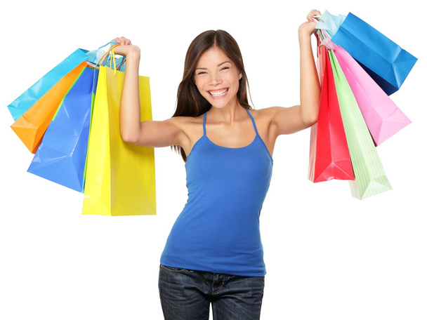 Bevásárló nő gazdaság bevásárló táskák - Fotó, kép