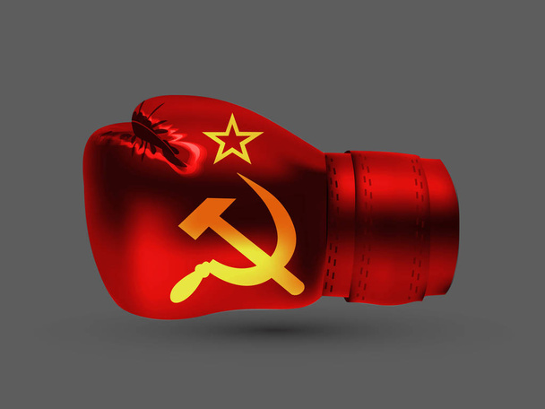 isolated boxing glove USSR flag realistic 3d design vector illustration - Vector, Image
