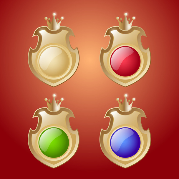 Vector set of shields buttons. - Vecteur, image