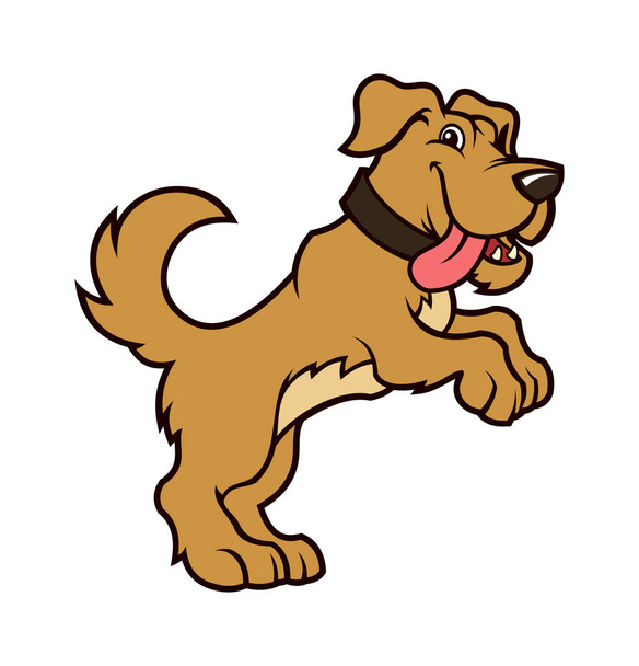 Personaje de perro de dibujos animados de pie sobre patas traseras
 - Vector, imagen