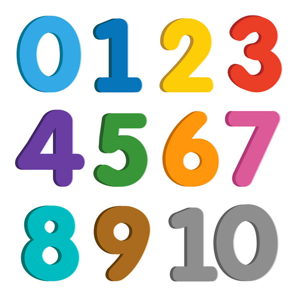 Vector elements illustration template. Numbers colourful set on white background. - Vektor, obrázek