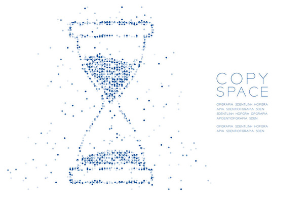 Abstrato Padrão de pixel de ponto de círculo geométrico Forma de ampulheta, design de conceito de lembrete digital ilustração de cor azul em fundo branco com espaço de cópia, vetor eps 10
 - Vetor, Imagem