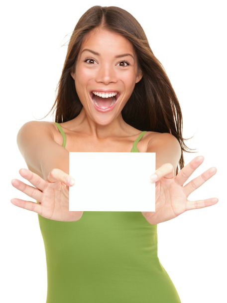 Gift card woman excited - Photo, Image