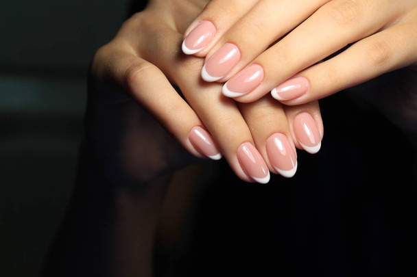 Stylish manicure nails color black and silver - Φωτογραφία, εικόνα
