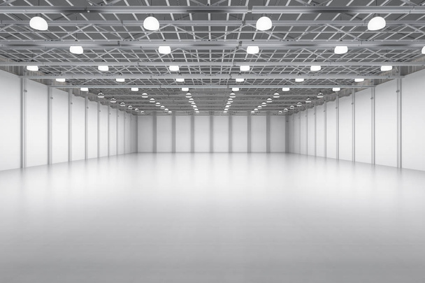 3d renderizado interior fábrica vacía con lámparas colgantes
 - Foto, Imagen