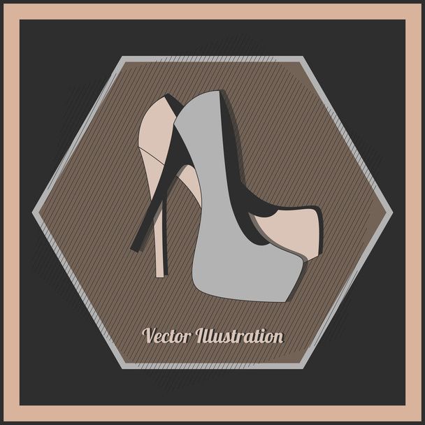 Fashion women's high heel shoes, vector - Vector, Image
