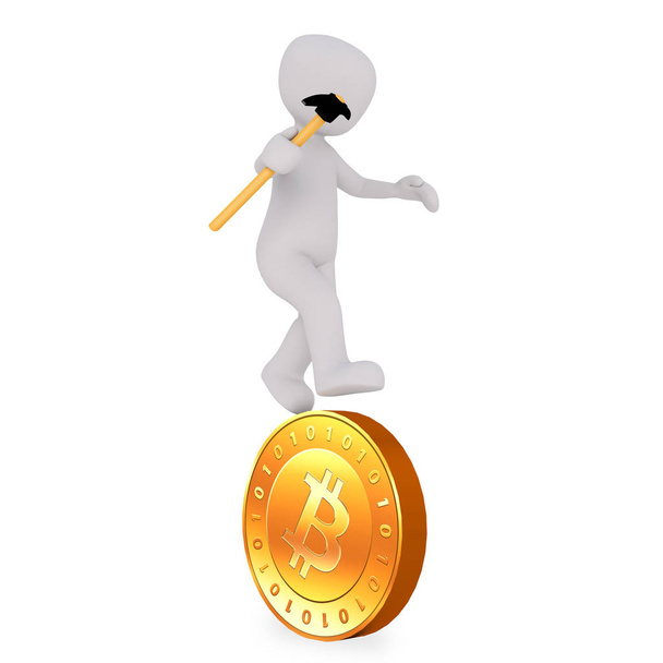 férfi áll a bitcoin felett - Fotó, kép