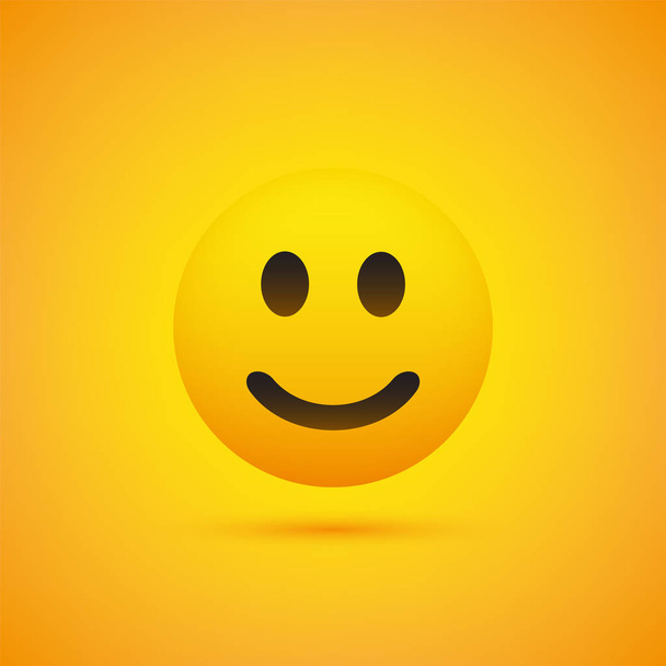 Smiling Emoji - Simple Happy Emoticon on Yellow Background - Vector Design - Vetor, Imagem