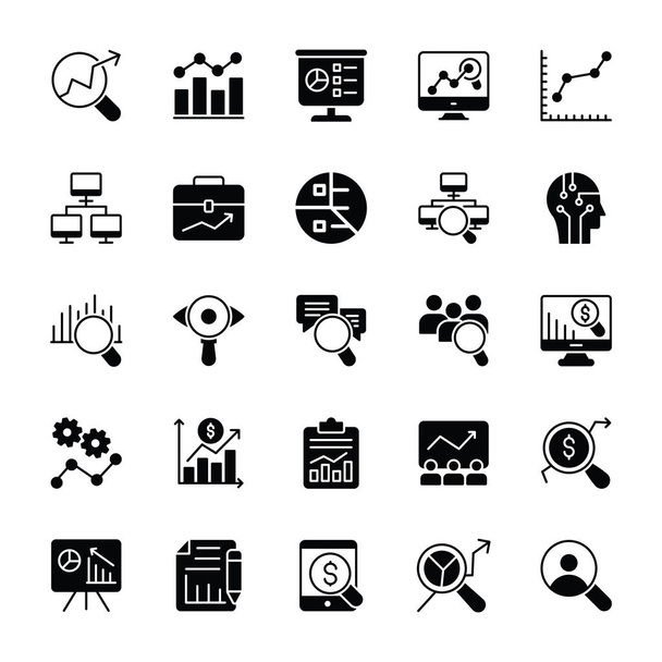 Data Analysis Glyph Icons  - Vektor, kép