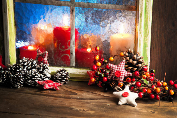 Noel pencere dekorasyon kopya alanı ile - Fotoğraf, Görsel
