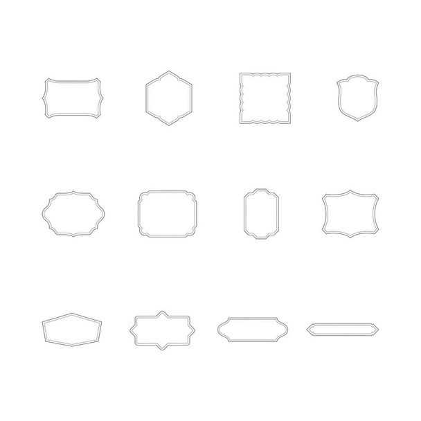 ビンテージ フレーム セット - 異なるスタイルで点線で 12 の白いフレームの束。独自のユニークなデザインを作成するのにこれらのシンプルでエレガントなビンテージ フレームを使用します。. - ベクター画像