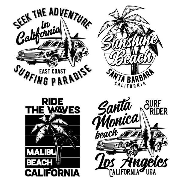 Vintage labels set with lettering composition on white background. T-shirt logo design. - Vector, Image