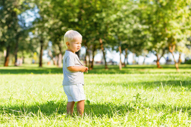 Nice kid spending a day in the garden - Valokuva, kuva