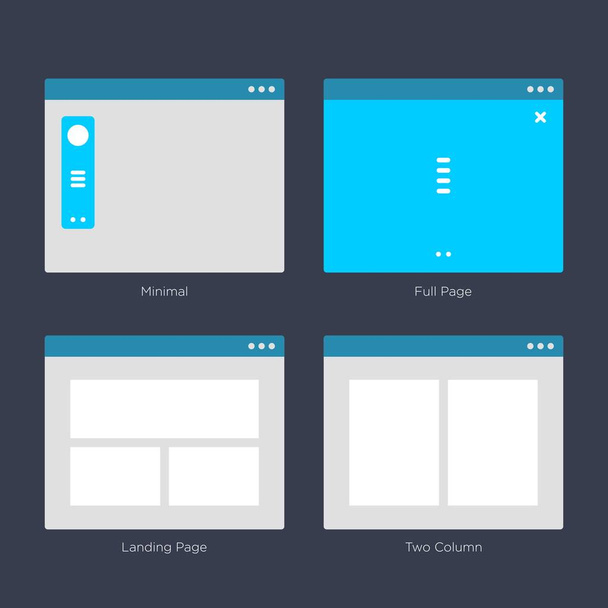 Website Wireframe Layouts UI Kits for Site map and Ux Design - Вектор,изображение