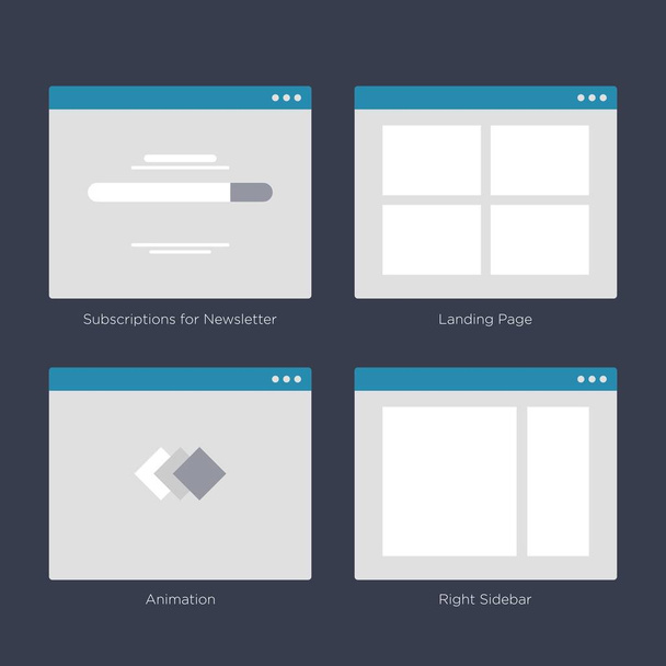 Website draadframe lay-outs Ui Kits voor sitemap en Ux Design - Vector, afbeelding