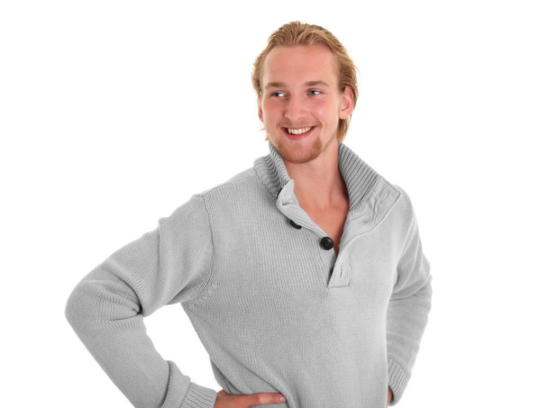 neformální mladý muž v šedém svetru - Fotografie, Obrázek