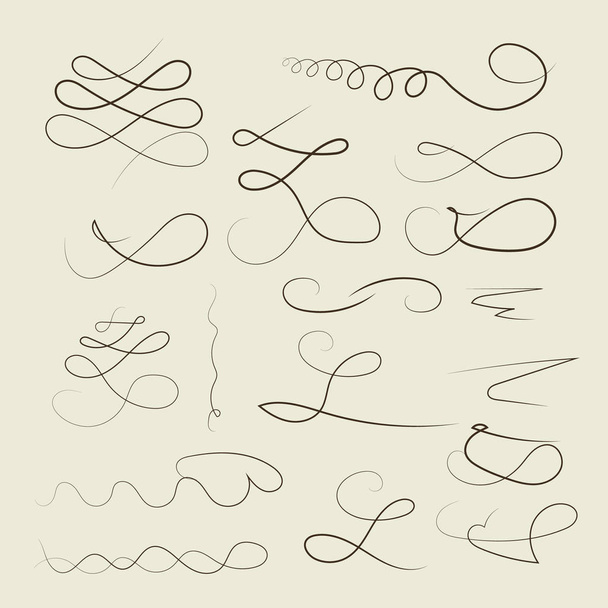 Vector Hand drawn decorative curls, swirls, dividers collection - Vector, Image