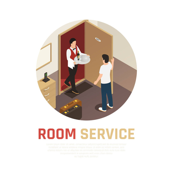 Hotelové služby izometrické složení - Vektor, obrázek