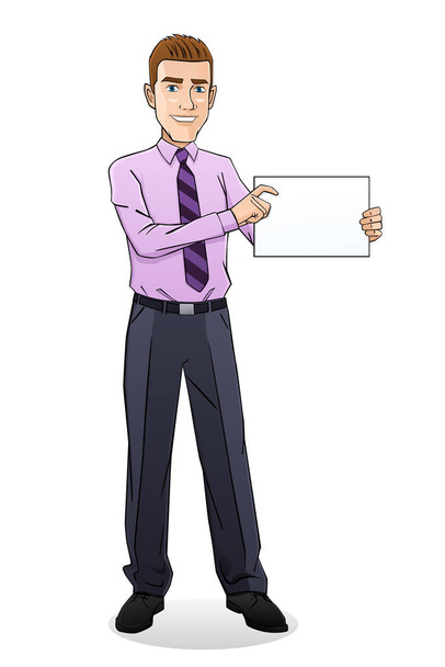 Young businessman holding a document paper - Vector, Image