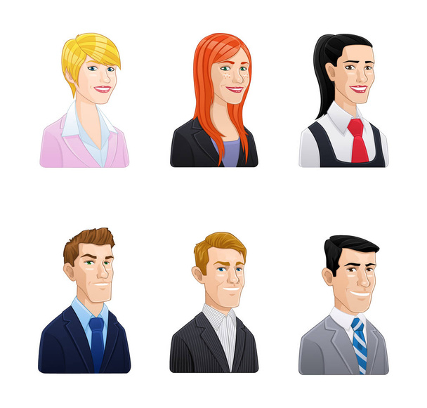 Деловые люди аватары иконка набор - стиль мультфильма
 - Вектор,изображение