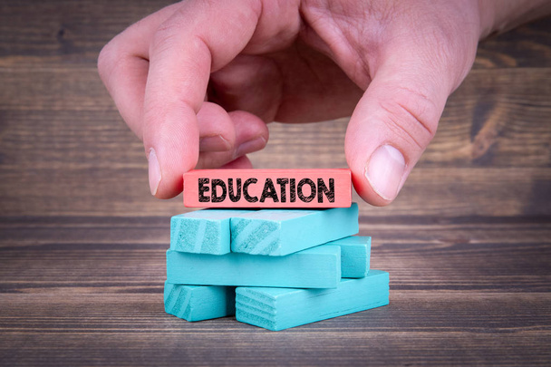 Education concept, With Colorful Wooden Blocks - Fotó, kép
