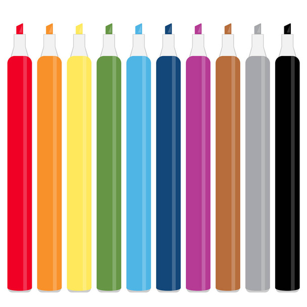 Collection de marqueurs de différentes couleurs, vecteur conceptuel
 - Vecteur, image