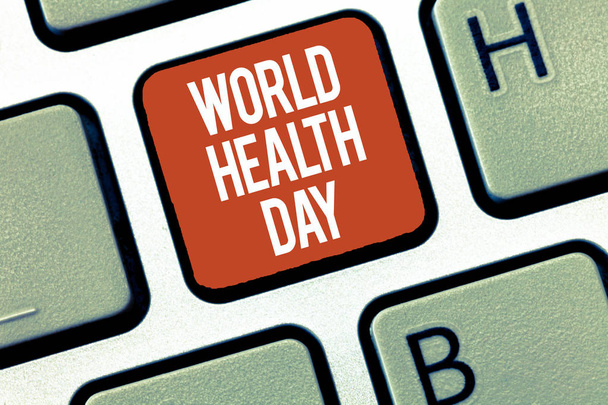 Textschild zum Weltgesundheitstag. Welttag des Gesundheitsbewusstseins wird jedes Jahr gefeiert - Foto, Bild