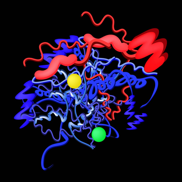 Amyláza je molekulární chemický vzorec. Enzymů slinivky. Infografika. Vektorové ilustrace na černém pozadí. - Vektor, obrázek