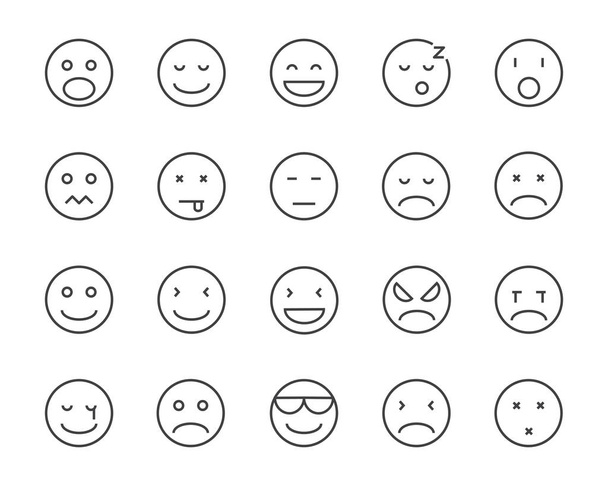 conjunto de ícone de linha vetorial emoji
 - Vetor, Imagem