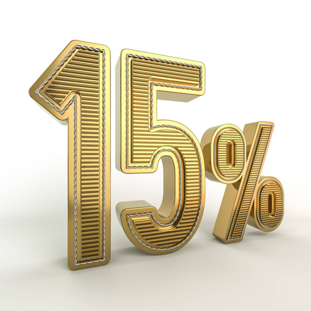 Gold symbol of the discount in figures. 3D rendering - Photo, image