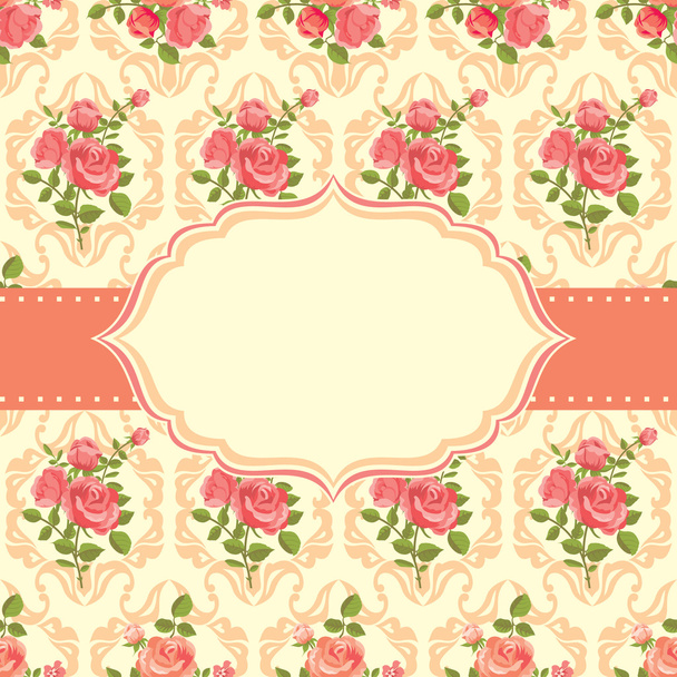 Vintage card with roses - Vector, Imagen