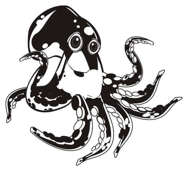 black and white octopus on a white background - 写真・画像