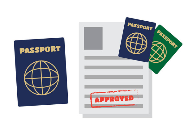 Timbro del visto. Passaporto o domanda di visto. Vettore di viaggio
 - Vettoriali, immagini