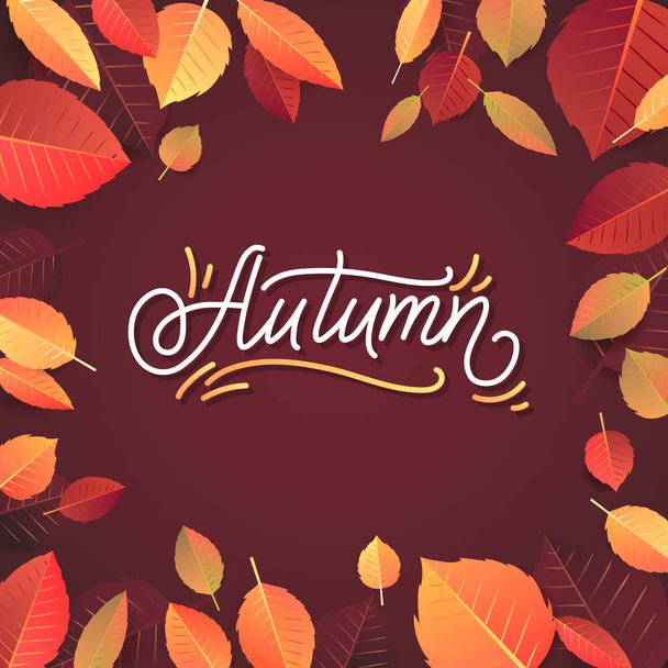 Autumn Lettering. Hand Written Typography on White Background. Vector Illustration for Your Design. - Vector, afbeelding